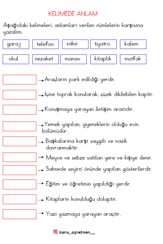 Kelimede Anlam Çalışması