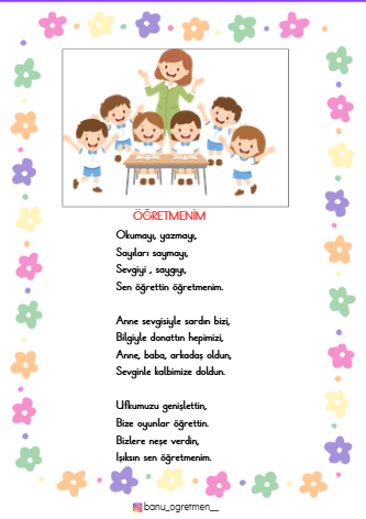 Öğretmenim Şiiri Oku Yaz Çalışması