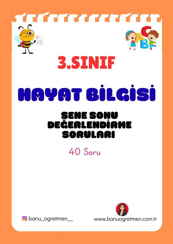 3.Sınıf Hayat Bilgisi Sene Sonu Değerlendirme Soruları