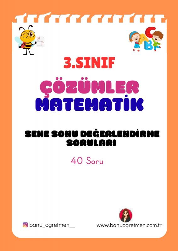 3.Sınıf Çözümler- Matematik Sene Sonu Değerlendirme Soruları